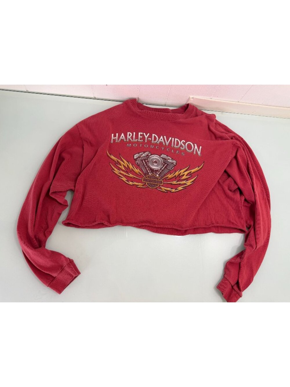 Vintage Harley Davidson Cropped Pullover Women's XL Boxy Sweatshirt Made In USA
